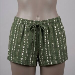 Old Navy Olive Green Drawstring Patterned Athletic Shorts
